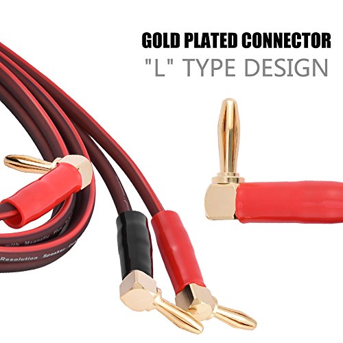 Brrnoo Lautsprecherdraht, Hi-Fi Pure Copper Lautsprecher Kabellautsprecher Kabel Bananenstopfen Lautsprecher Kabel Rechtwinkel L Bananenstopfen Line Line Draht Rot & Schwarz (#3) von Brrnoo