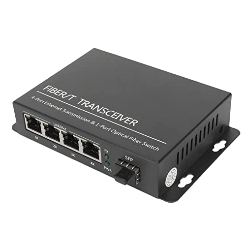 Brrnoo SFP-Glasfaser-Medienkonverter, Bis zu 120 Km RJ45-Port-Ethernet-Glasfaser-Switch, 1 Optischer Port, 4 Elektrische Ports, SFP-Glasfaser-Medienkonverter (EU-Stecker) von Brrnoo