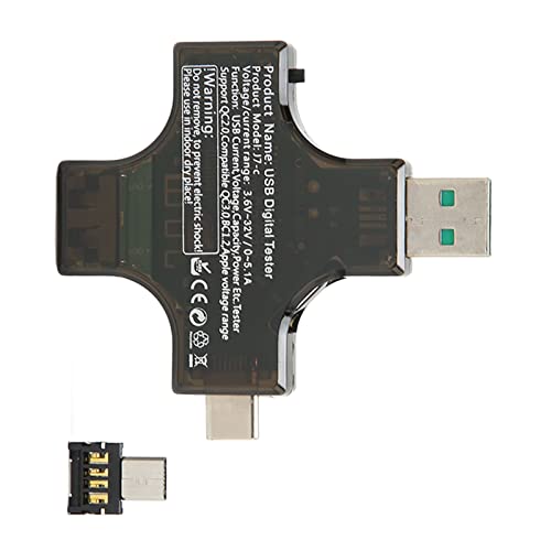 Brrnoo Spannungsstromprüfer, LCD-Display, Hochgenauer USB-Typ-C-Micro-USB-Farbtester, 3,6–32 V, 0–5,1 A von Brrnoo