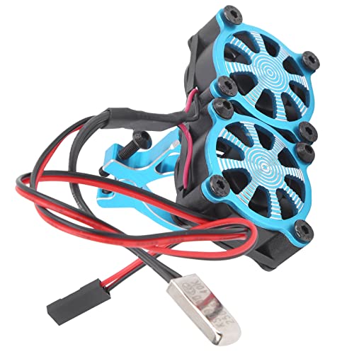 Einstellbarer Motorkühler, Doppelkühllüfter -Upgrade -Ersatzteile für 1/10 RC -Auto mit Thermosensor für 36 Mm Motor, Geeignet für, SCX10, WLTOYS, Serie (BLUE) von Brrnoo