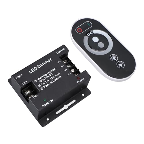 LED Dimmer Switch RF-Fernbedienung, Schrittlose Dimm-Berührungsregelspeicherfunktion, 65-Fuß-Langstreckensteuerung, DC12-24V Dimmer Light Switch mit LED-Dimmer, LED-Dimmen, von Brrnoo