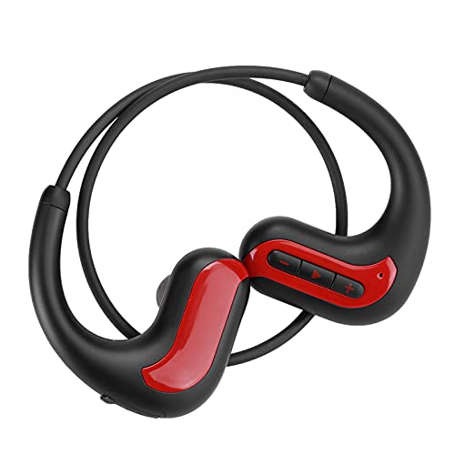 Leichtes -Kopfhörer, Drahtloser Ohrhörer, Headset mit 8G -Speicher für Sport, Schwimmen, Laufen, Drahtloses Musikhören (Rot) von Brrnoo