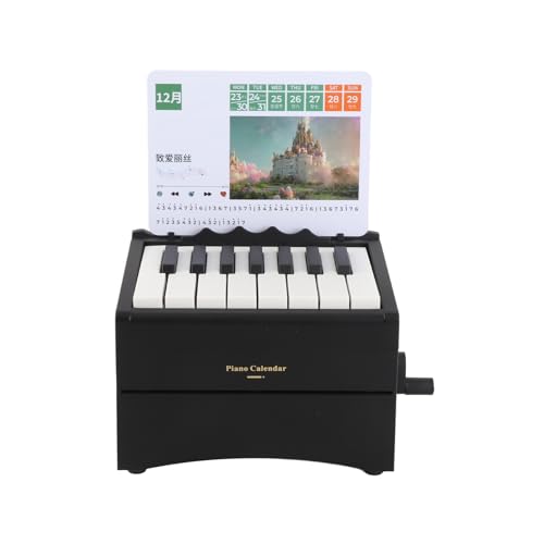 Schreibtischkalender, Klavierkalender Pisno Mini Schreibtisch Kalender Multifunktional 15 Tasten Mini Playable Piano Kalender Ornament Desktop Dekoration für Zuhause (mit Musikkalenderkarten) von Brrnoo