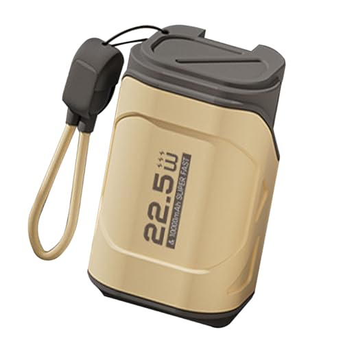 Wall Plug Tragbares Ladegerät 10000 MAH Power Bank mit Zwei Kabel, Schnelles Kompaktes Reiseberadenladegerät für, IOS (Wüstengelb) von Brrnoo