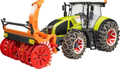 Bruder Claas Axion 950 mit Schneeketten und Schneefräse Fertigmodell Landwirtschafts Modell von Bruder