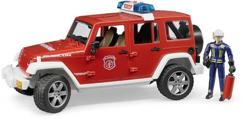 Bruder Einsatzfahrzeug Modell Jeep Wrangler Rubicon Feuerwehr Fertigmodell PKW Modell von Bruder