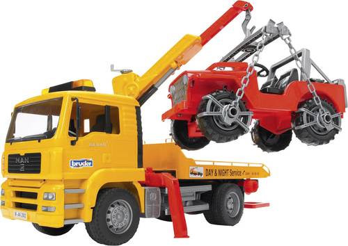 Bruder MAN TGA Abschlepp-LKW mit Geländewagen Fertigmodell Nutzfahrzeug Modell Bruder MAN TGA Abschlepp-LKW mit Geländewagen Fertigmodell Nutzfahrzeug Modell von Bruder
