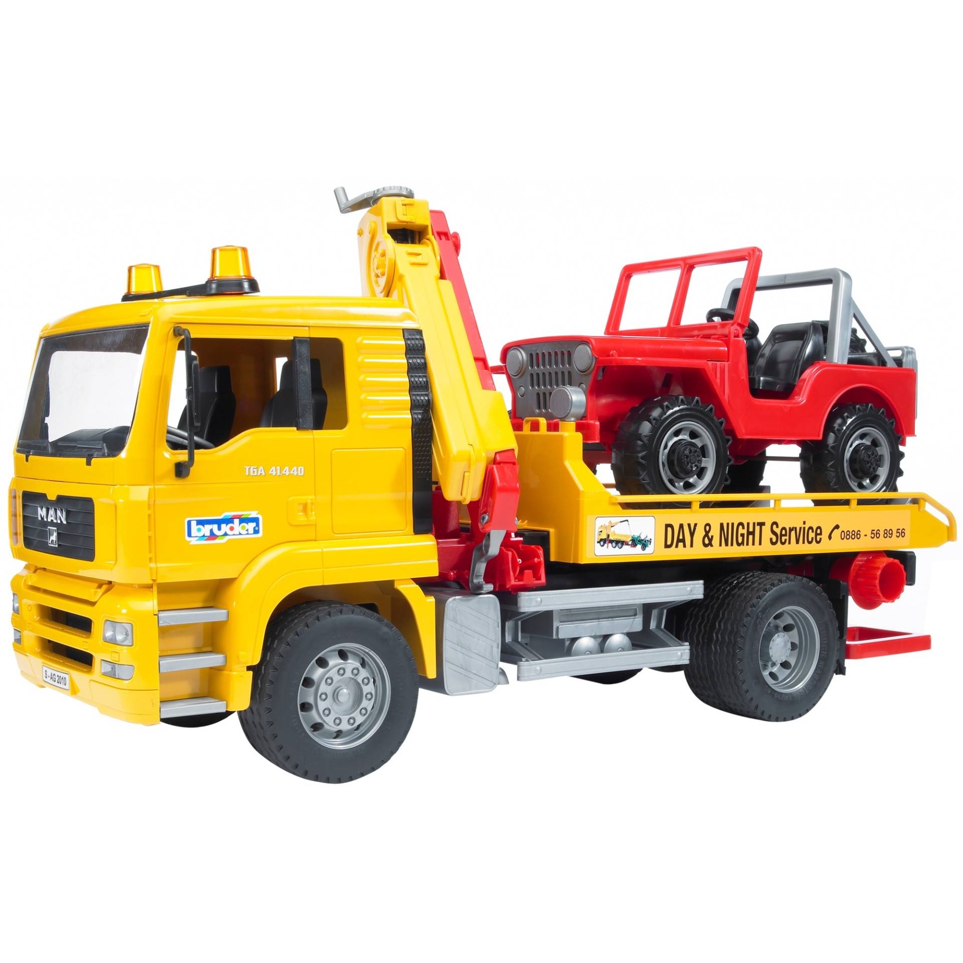 MAN TGA Abschlepp-LKW mit Geländewagen, Modellfahrzeug MAN TGA Abschlepp-LKW mit Geländewagen, Modellfahrzeug von Bruder