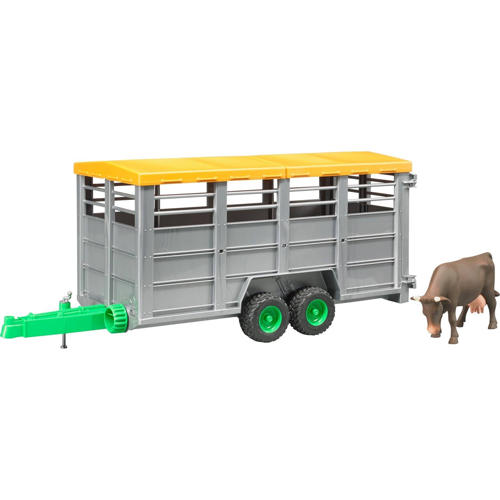 Viehtransportanhänger mit Kuh, Modellfahrzeug von Bruder
