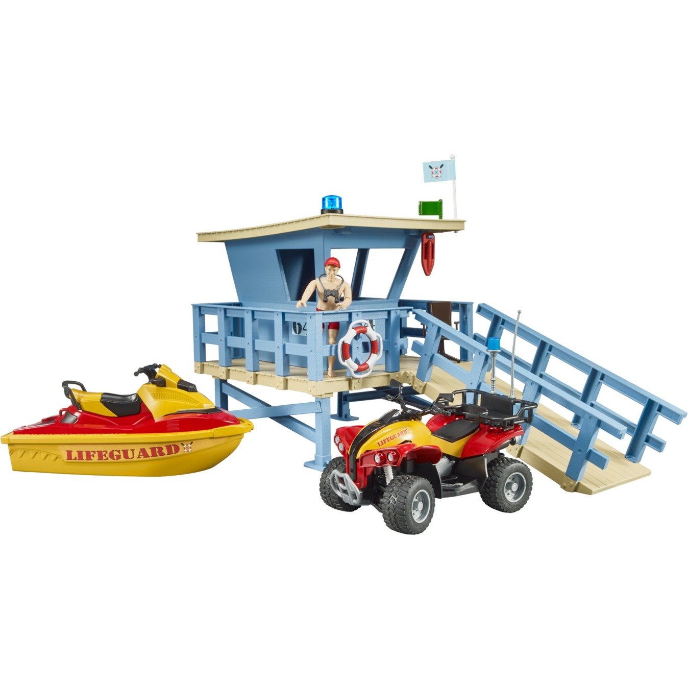 bworld Life Guard Station mit Quad und Personal Water Craft, Spielfigur von Bruder