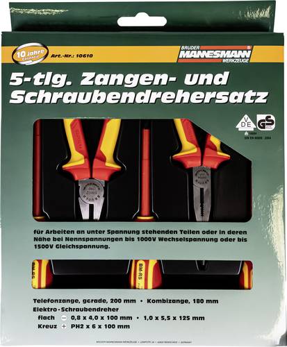 Brüder Mannesmann M10610 VDE Zangen-Set 5teilig von Brüder Mannesmann