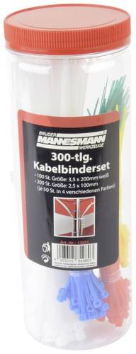Brüder Mannesmann M13051 Kabelbinder-Sortiment 100 mm, 200mm Weiß, Rot, Grün, Gelb, Blau 300St. Brüder Mannesmann M13051 Kabelbinder-Sortiment 100 mm, 200mm Weiß, Rot, Grün, Gelb, Blau 300St. von Brüder Mannesmann