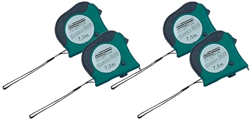 Mannesmann Bandmass 7,5 m x 25 mm, Gehäuse grün/schwarz, M80507 (Packung mit 4) von Brüder Mannesmann