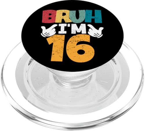 Bruh, ich bin 16 Jahre alt, Geschenke für Jungen und Mädchen, es ist mein 16. Geburtstag PopSockets PopGrip für MagSafe Bruh, ich bin 16 Jahre alt, Geschenke für Jungen und Mädchen, es ist mein 16. Geburtstag PopSockets PopGrip für MagSafe von Bruh It's My Birthday Funny Gifts Collection By Mj