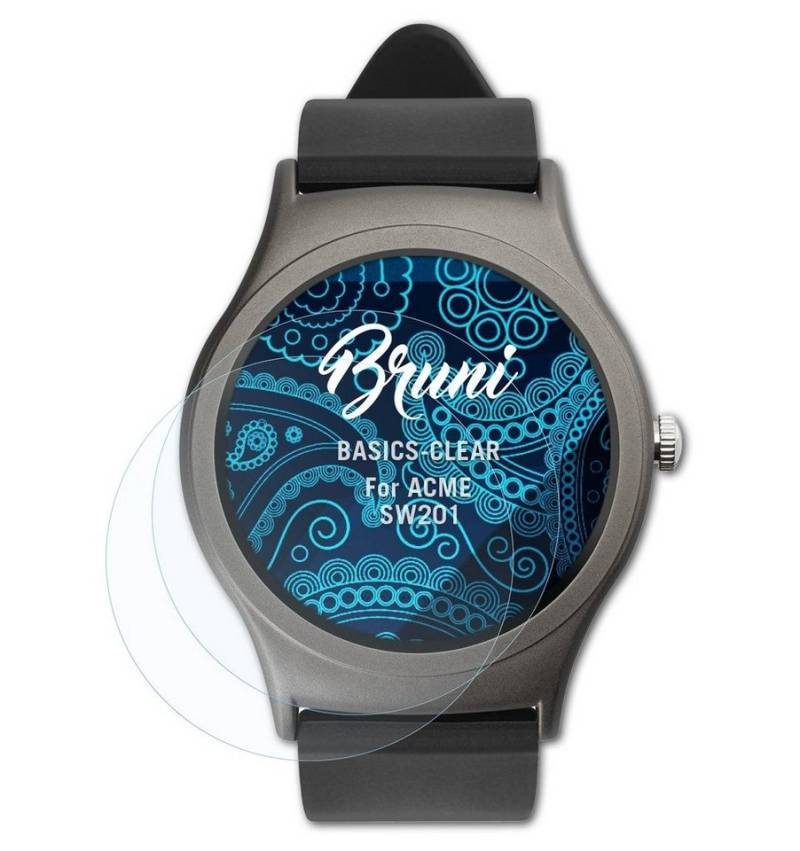Bruni Schutzfolie Glasklare Displayschutzfolie für ACME SW201, (2 Folien), praktisch unsichtbar von Bruni