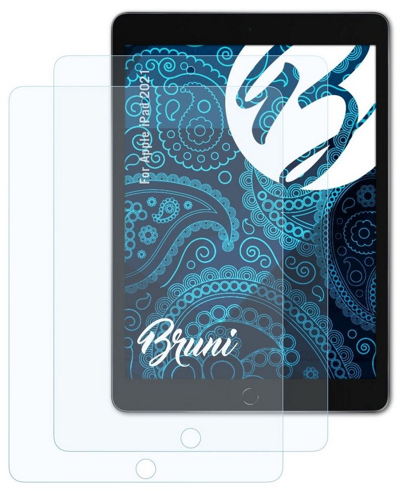 Bruni Schutzfolie Glasklare Displayschutzfolie für Apple iPad 2021, (2 Folien), praktisch unsichtbar von Bruni