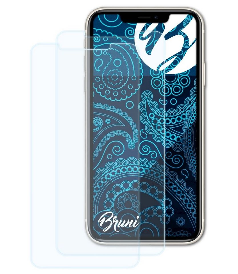 Bruni Schutzfolie Glasklare Displayschutzfolie für Apple iPhone 11, (2 Folien), praktisch unsichtbar von Bruni