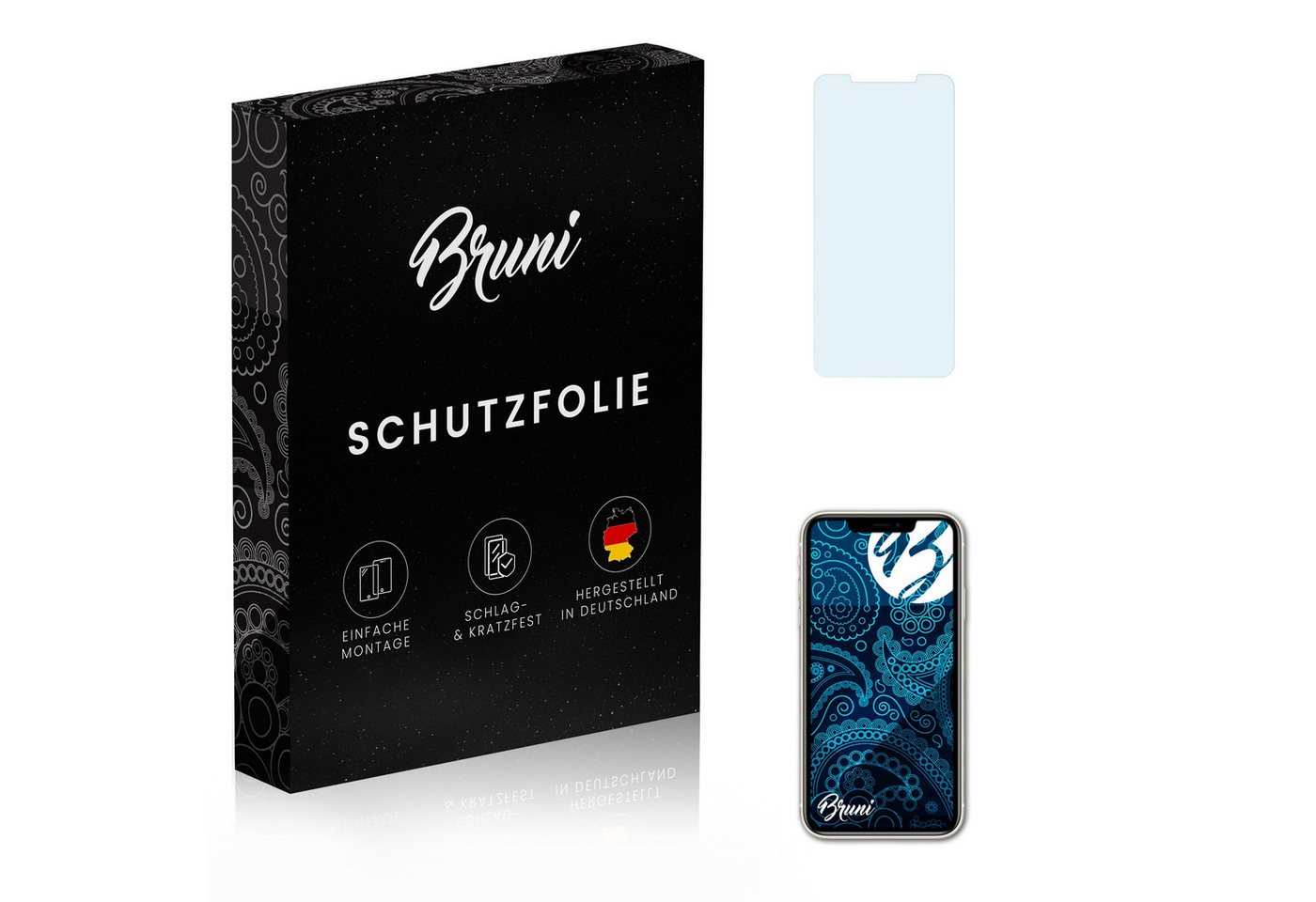 Bruni Schutzfolie Glasklare Displayschutzfolie für Apple iPhone 11, (2 Folien), praktisch unsichtbar von Bruni