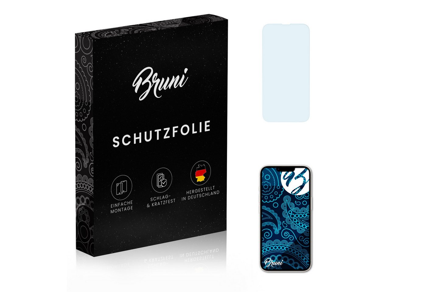 Bruni Schutzfolie Glasklare Displayschutzfolie für Apple iPhone 14, (2 Folien), praktisch unsichtbar von Bruni