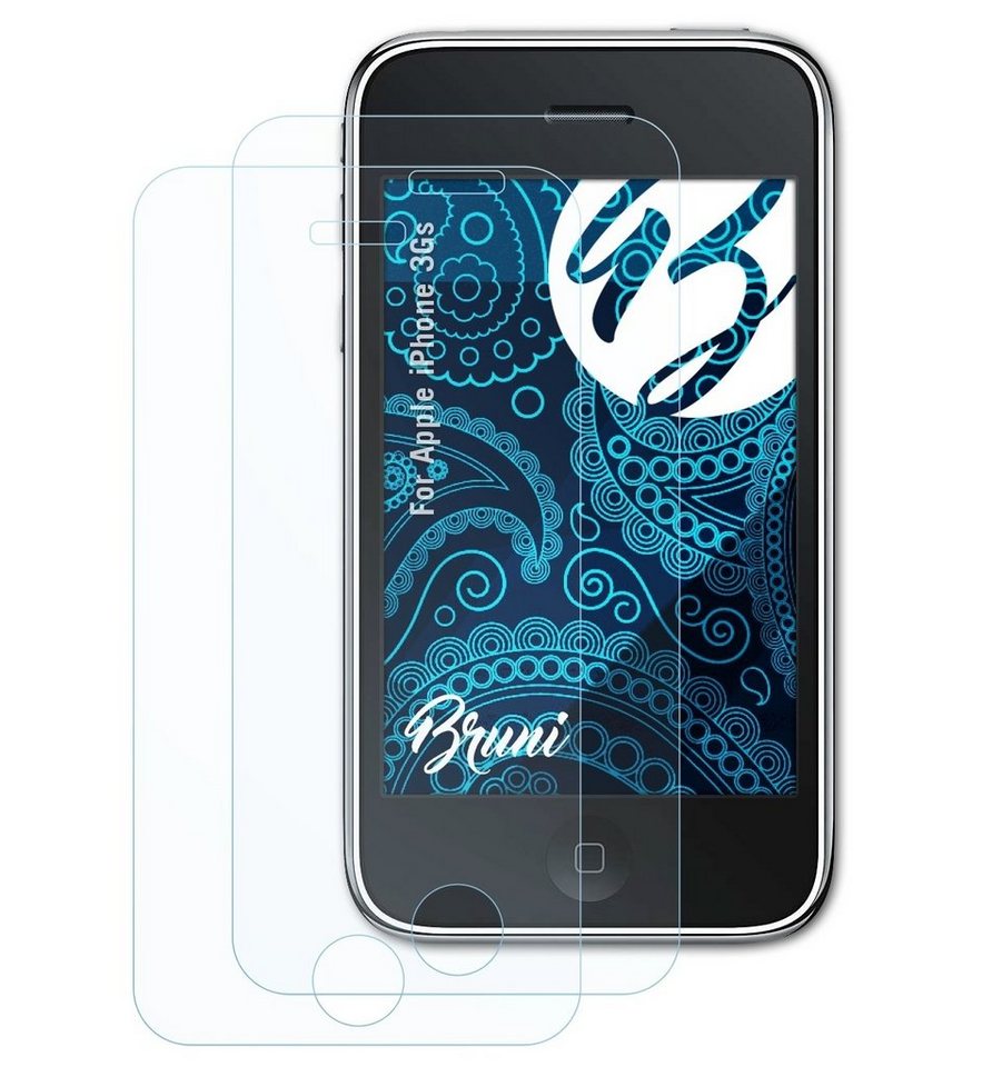 Bruni Schutzfolie Glasklare Displayschutzfolie für Apple iPhone 3Gs, (2 Folien), praktisch unsichtbar von Bruni
