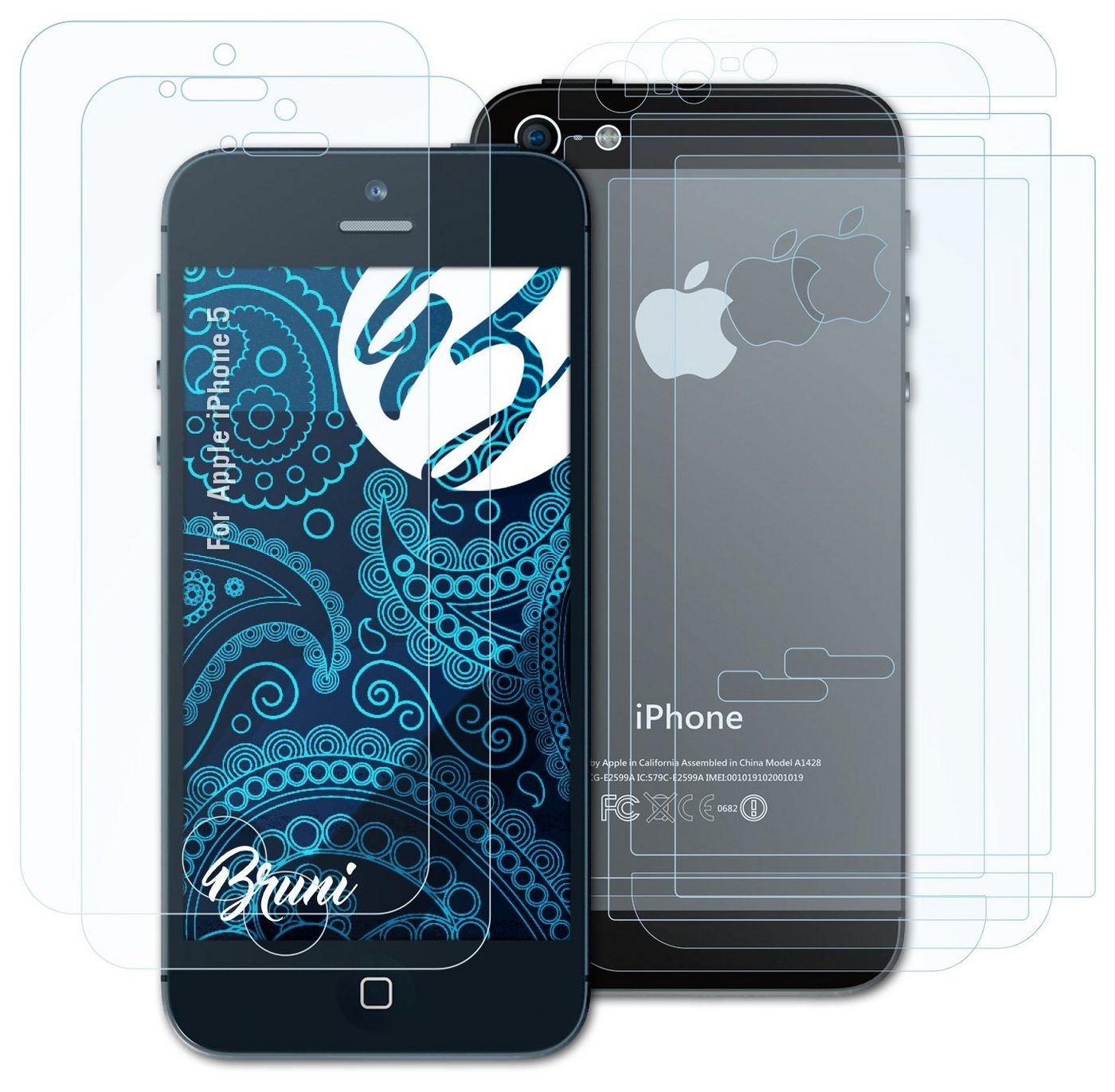 Bruni Schutzfolie Glasklare Displayschutzfolie für Apple iPhone 5, (2er Set), praktisch unsichtbar von Bruni