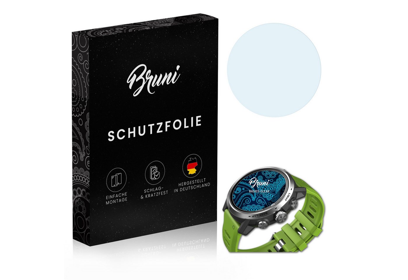 Bruni Schutzfolie Glasklare Displayschutzfolie für Coros Apex Pro, (2 Folien), praktisch unsichtbar von Bruni