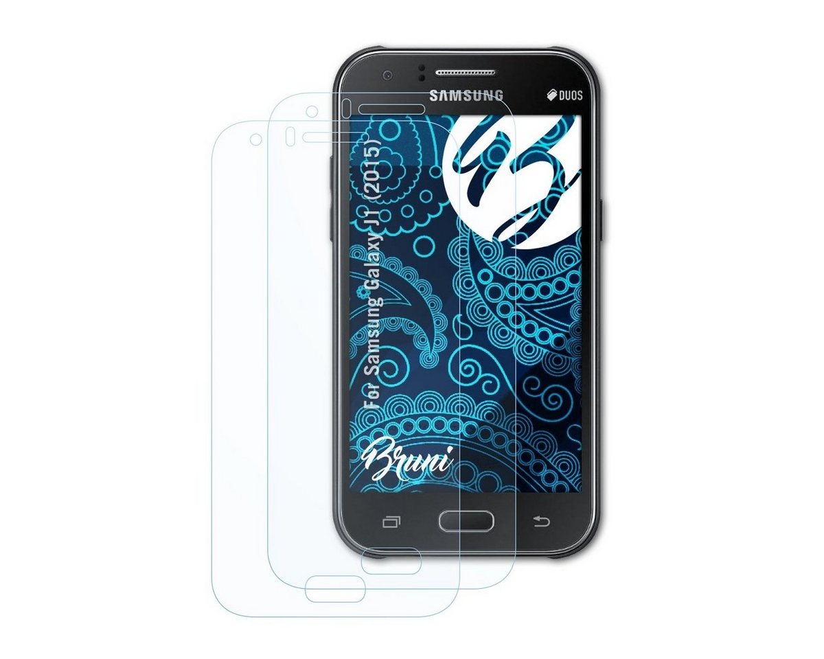 Bruni Schutzfolie Glasklare Displayschutzfolie für Galaxy J1 (2015), (2 Folien), praktisch unsichtbar von Bruni