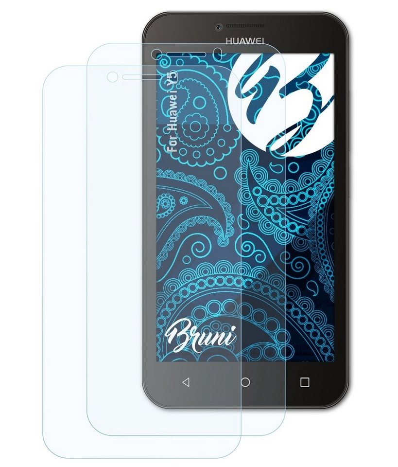 Bruni Schutzfolie Glasklare Displayschutzfolie für Huawei Y5, (2 Folien), praktisch unsichtbar von Bruni