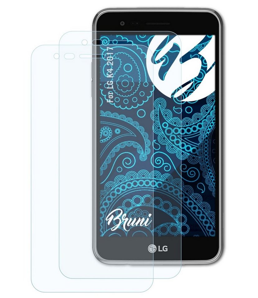 Bruni Schutzfolie Glasklare Displayschutzfolie für LG K4 2017, (2 Folien), praktisch unsichtbar von Bruni