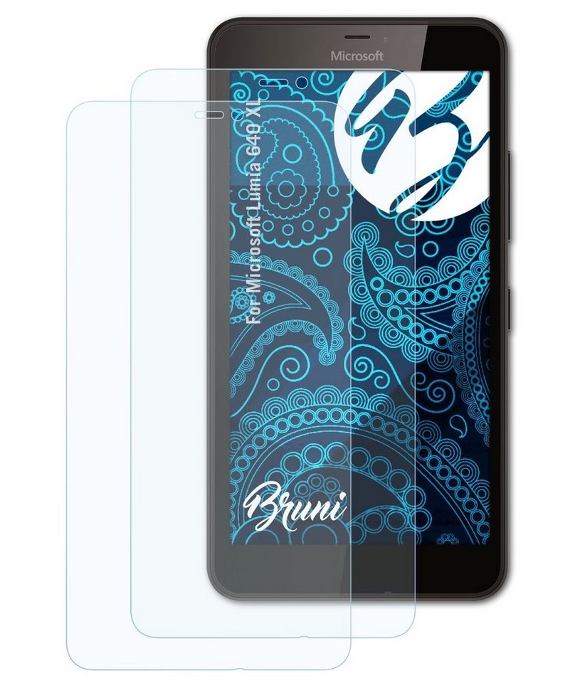 Bruni Schutzfolie Glasklare Displayschutzfolie für Lumia 640 XL, (2 Folien), praktisch unsichtbar von Bruni