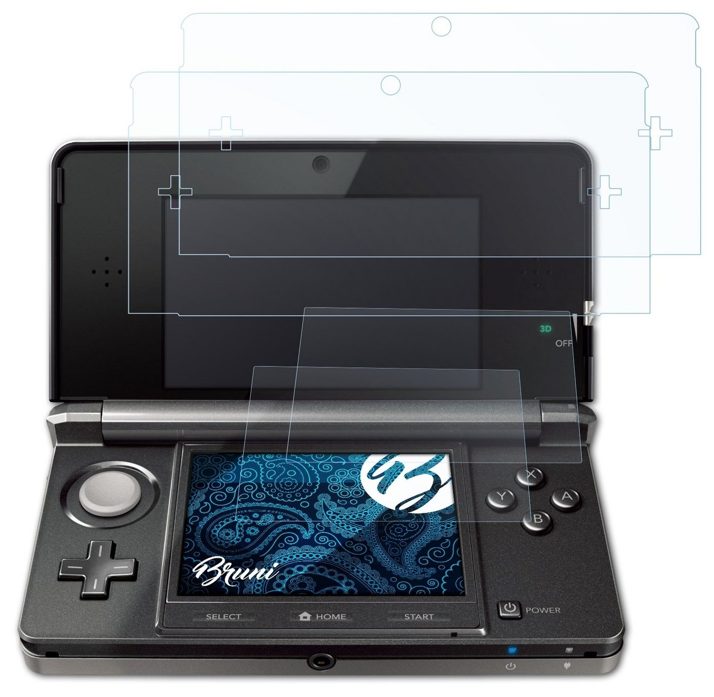 Bruni Schutzfolie Glasklare Displayschutzfolie für Nintendo 3DS 2011, (2er Set), praktisch unsichtbar von Bruni