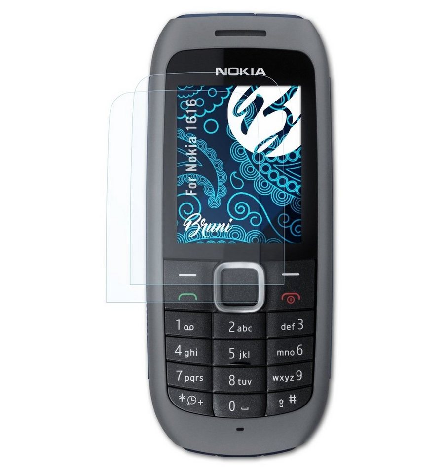 Bruni Schutzfolie Glasklare Displayschutzfolie für Nokia 1616, (2 Folien), praktisch unsichtbar von Bruni