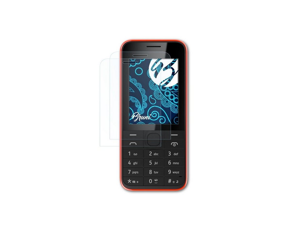 Bruni Schutzfolie Glasklare Displayschutzfolie für Nokia 207, (2 Folien), praktisch unsichtbar von Bruni