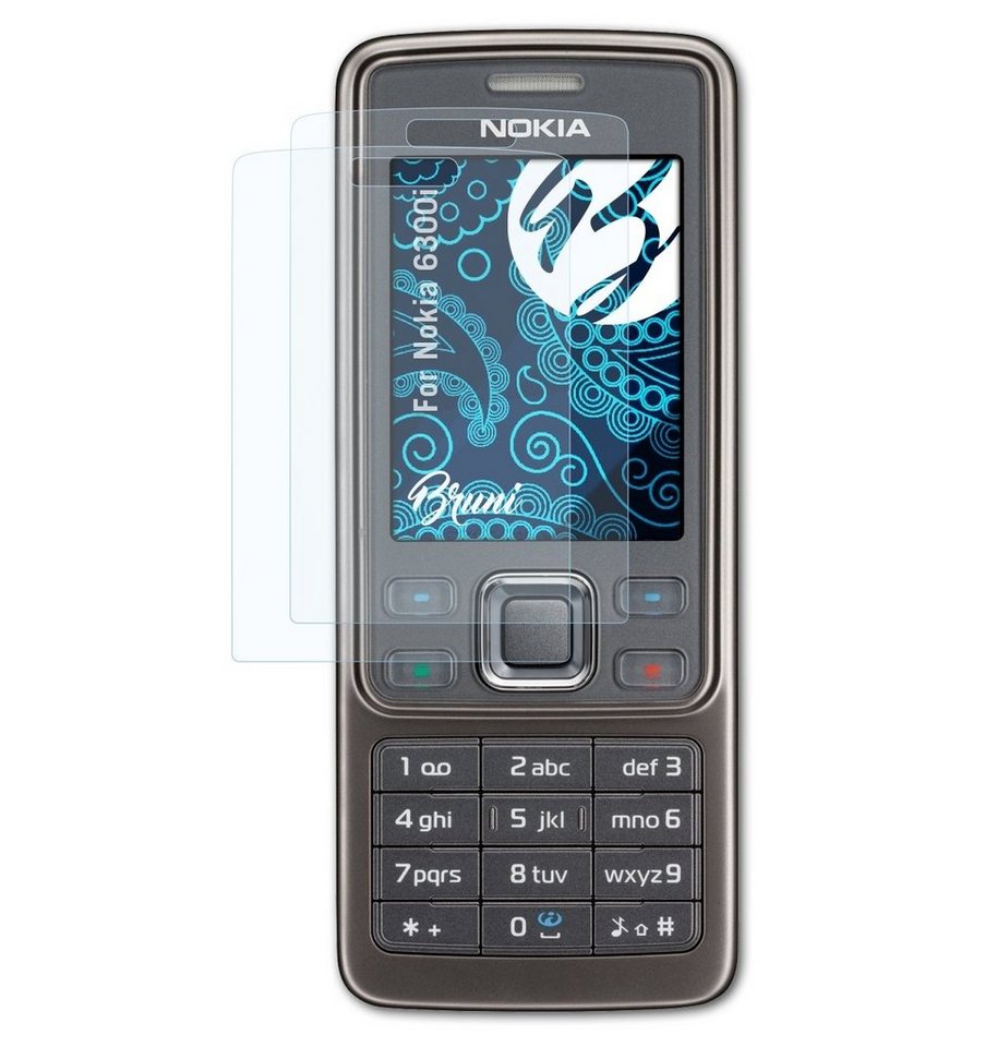 Bruni Schutzfolie Glasklare Displayschutzfolie für Nokia 6300i, (2 Folien), praktisch unsichtbar von Bruni