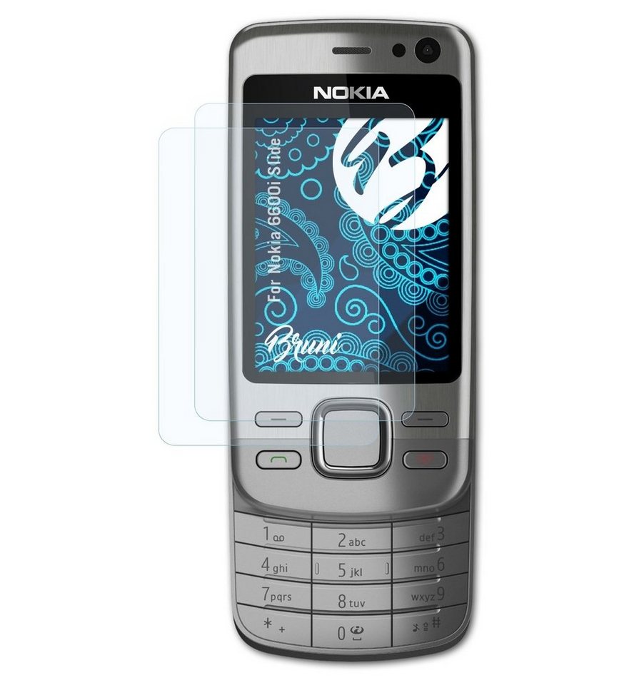 Bruni Schutzfolie Glasklare Displayschutzfolie für Nokia 6600i Slide, (2 Folien), praktisch unsichtbar von Bruni
