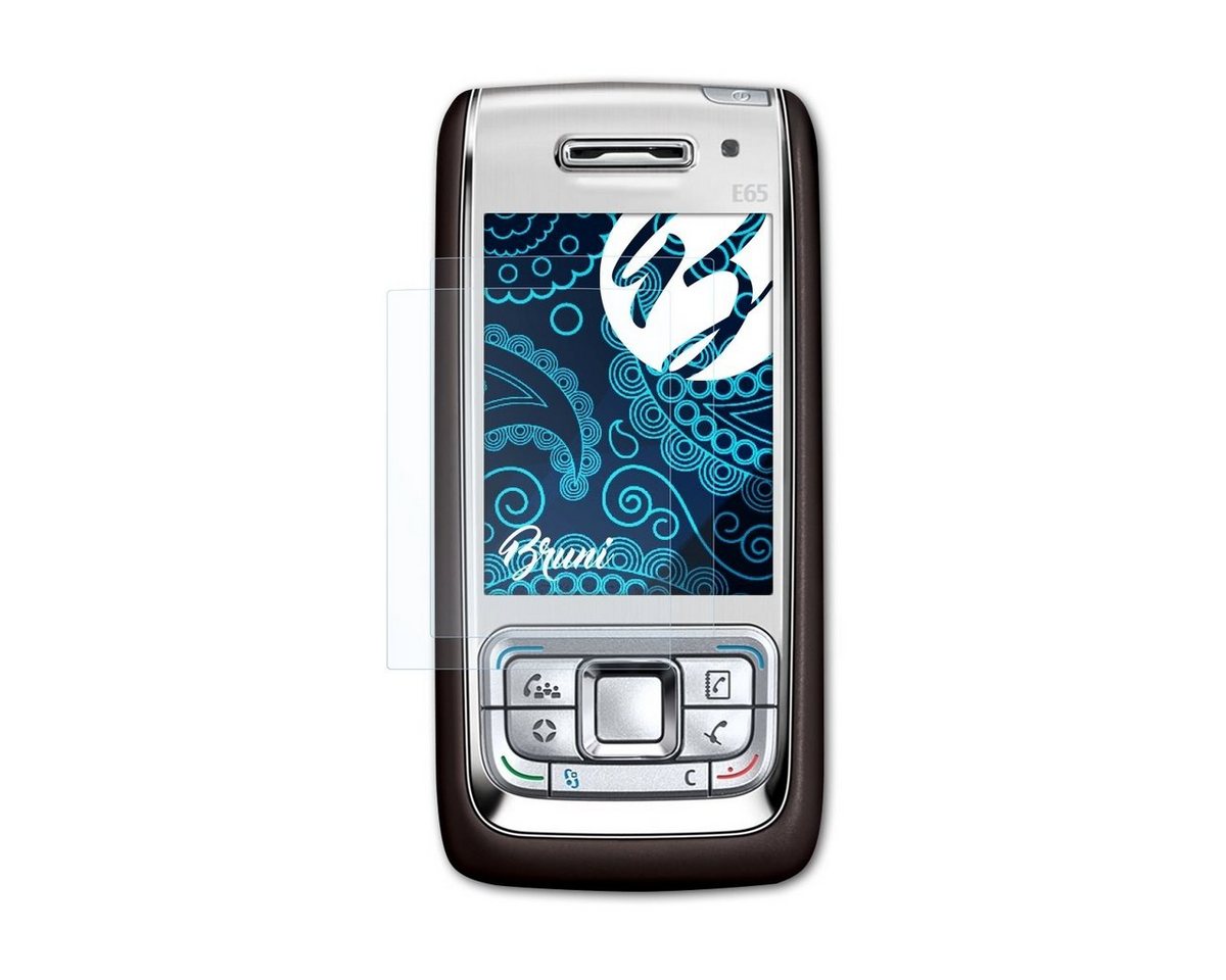 Bruni Schutzfolie Glasklare Displayschutzfolie für Nokia E65, (2 Folien), praktisch unsichtbar von Bruni