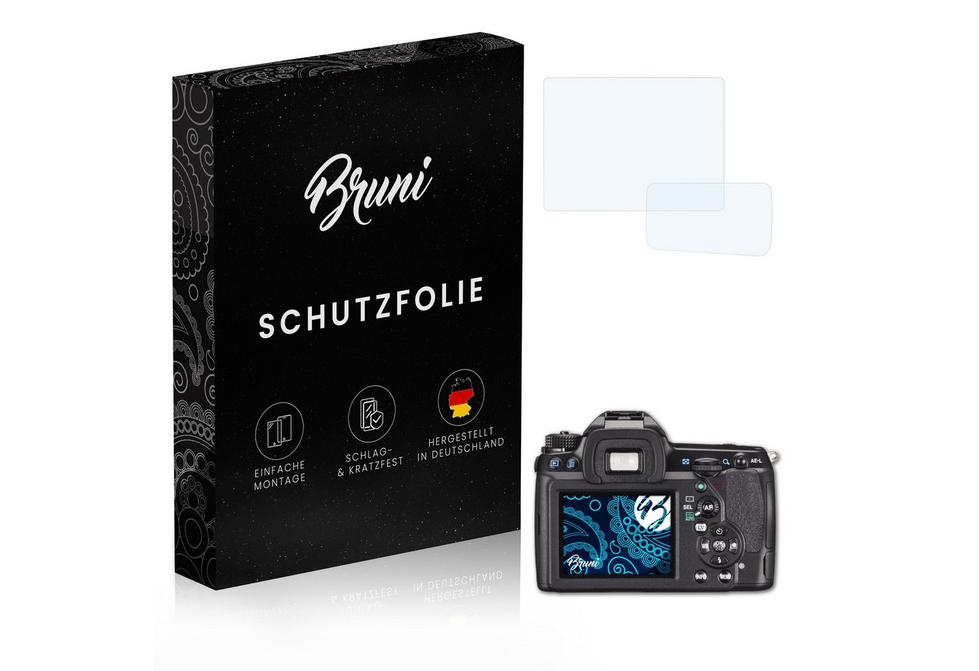 Bruni Schutzfolie Glasklare Displayschutzfolie für Pentax K-5 IIs, (2er Set), praktisch unsichtbar von Bruni