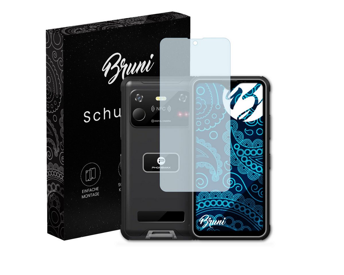 Bruni Schutzfolie Glasklare Displayschutzfolie für Phonemax R4 GT, (2 Folien), praktisch unsichtbar von Bruni