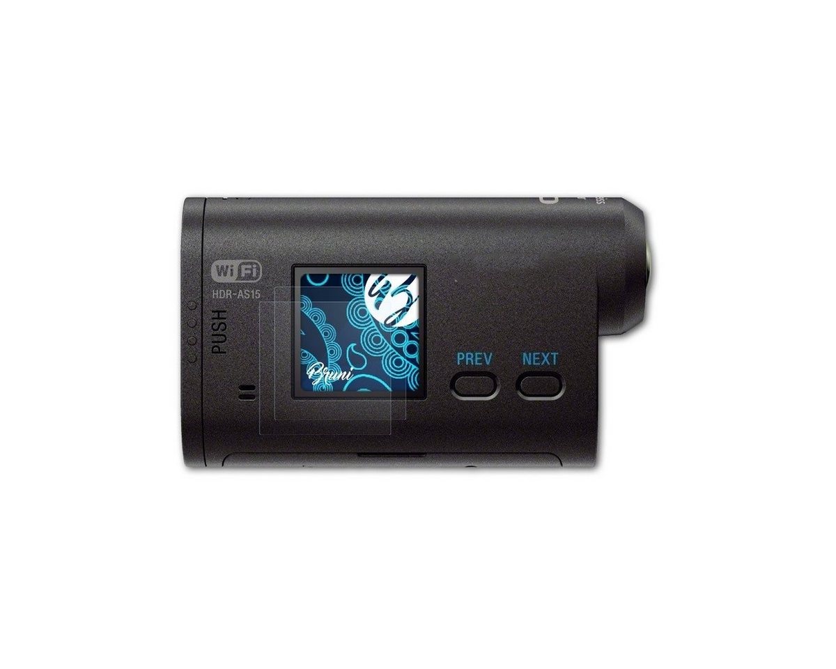 Bruni Schutzfolie Glasklare Displayschutzfolie für Sony HDR-AS15, (2 Folien), praktisch unsichtbar von Bruni