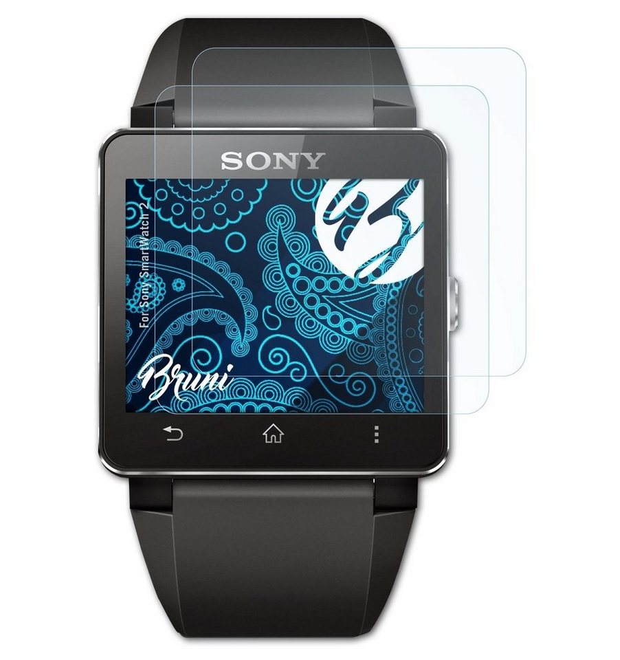 Bruni Schutzfolie Glasklare Displayschutzfolie für Sony SmartWatch 2, (2 Folien), praktisch unsichtbar von Bruni
