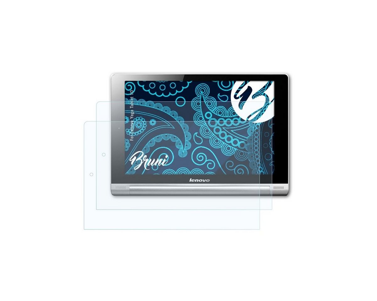 Bruni Schutzfolie Glasklare Displayschutzfolie für Yoga Tablet 10, (2 Folien), praktisch unsichtbar von Bruni