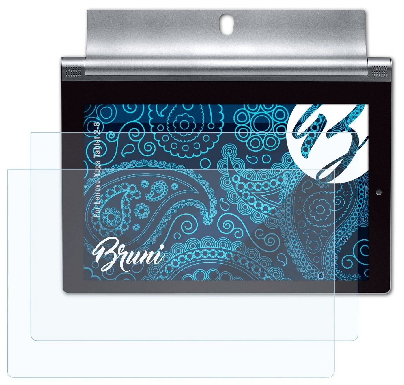 Bruni Schutzfolie Glasklare Displayschutzfolie für Yoga Tablet 2-8, (2 Folien), praktisch unsichtbar von Bruni