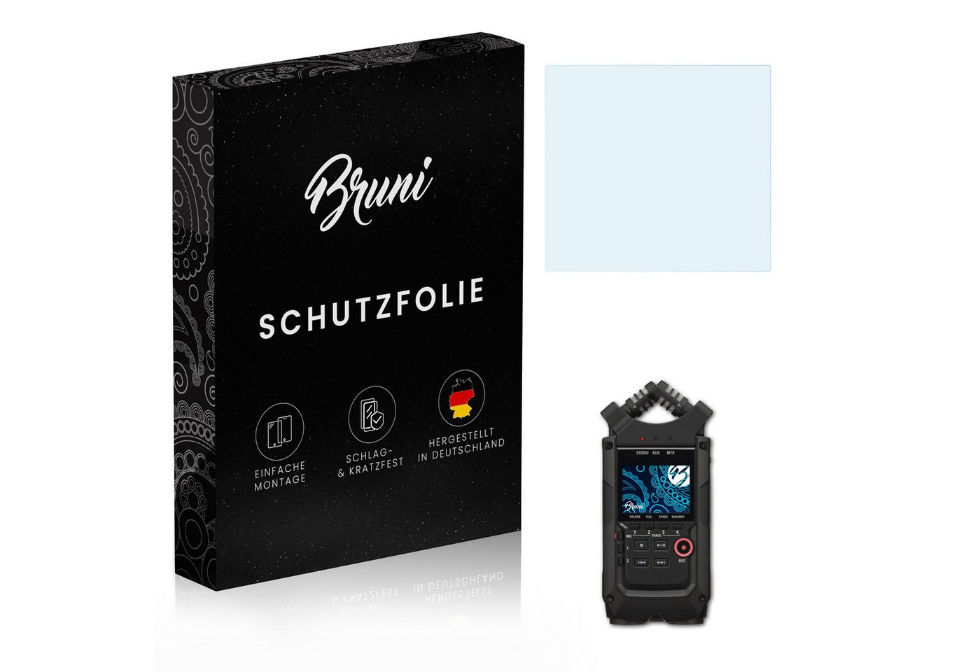 Bruni Schutzfolie Glasklare Displayschutzfolie für Zoom H4N Pro, (2 Folien), praktisch unsichtbar von Bruni