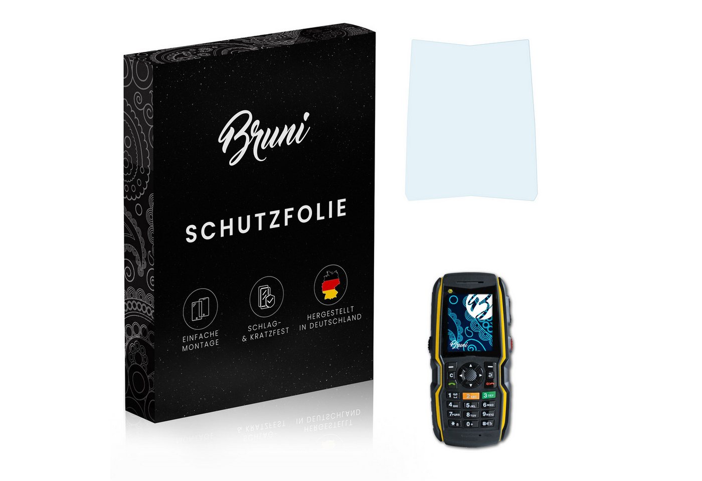 Bruni Schutzfolie Glasklare Displayschutzfolie für ecom Ex-Handy 08, (2 Folien), praktisch unsichtbar von Bruni