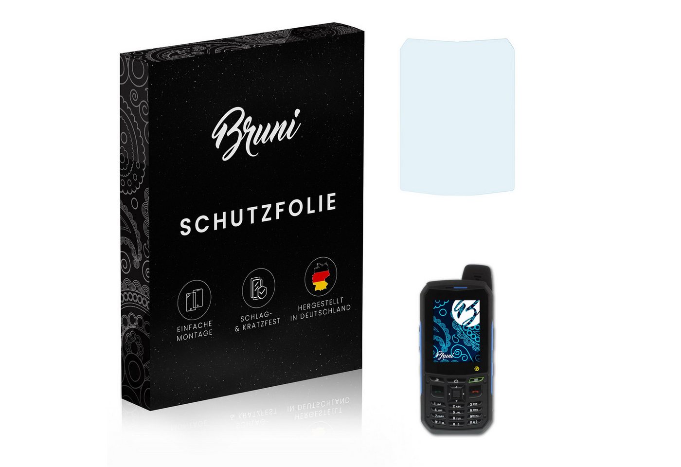 Bruni Schutzfolie Glasklare Displayschutzfolie für ecom Ex-Handy 09, (2 Folien), praktisch unsichtbar von Bruni