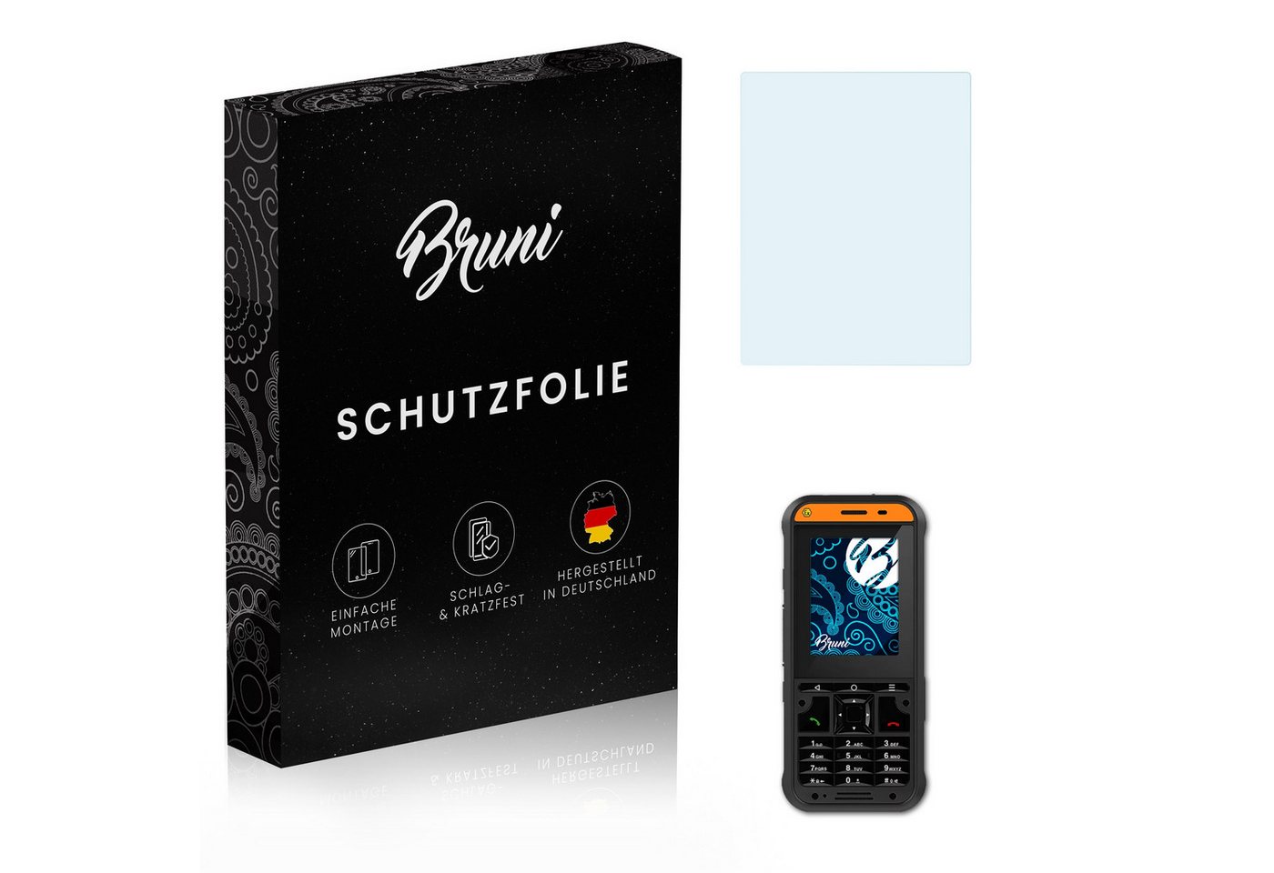 Bruni Schutzfolie Glasklare Displayschutzfolie für ecom Ex-Handy 10, (2 Folien), praktisch unsichtbar von Bruni