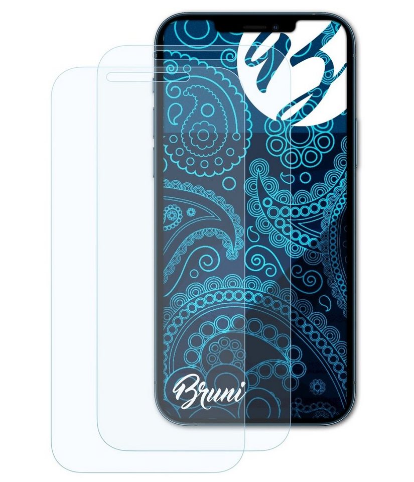 Bruni Schutzfolie Glasklare Displayschutzfolie für iPhone 12 Pro Max, (2 Folien), praktisch unsichtbar von Bruni