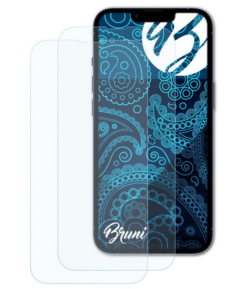 Bruni Schutzfolie Glasklare Displayschutzfolie für iPhone 13 Pro, (2 Folien), praktisch unsichtbar von Bruni