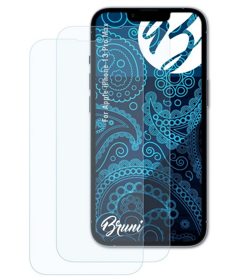 Bruni Schutzfolie Glasklare Displayschutzfolie für iPhone 13 Pro Max, (2 Folien), praktisch unsichtbar von Bruni