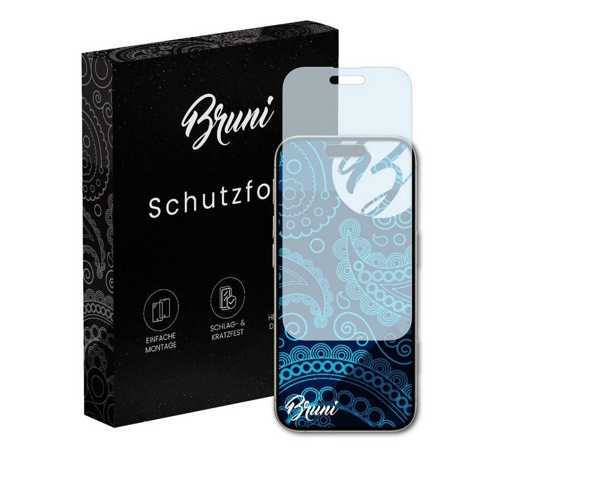Bruni Schutzfolie Glasklare Displayschutzfolie für iPhone 16 Pro, (2 Folien), praktisch unsichtbar von Bruni